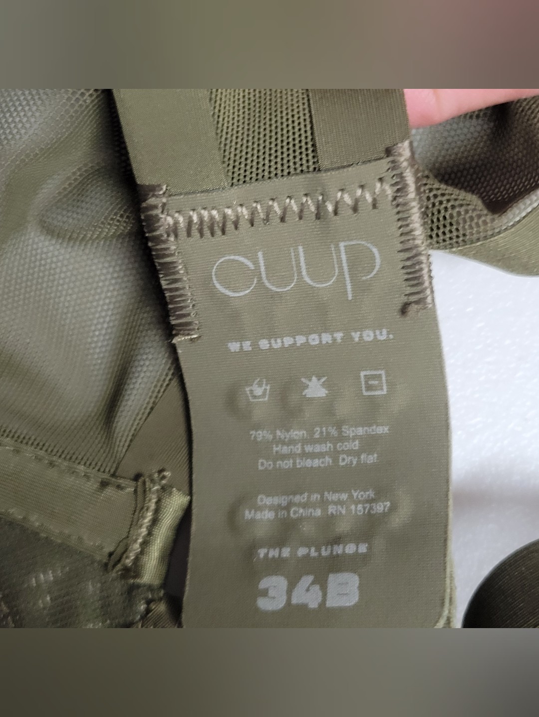Cuup Nwt The Plunge-Mesh Underwire Bra Size 34b In Moss. — image 8 of 8